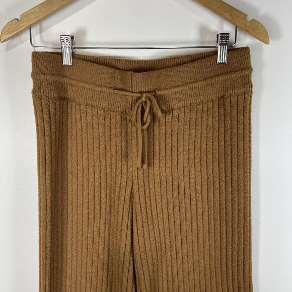 Zara Chunky Knit Ribbed Pants Drawstring Brown Women’s Size Medium Boho Comfy - Picture 2 of 7